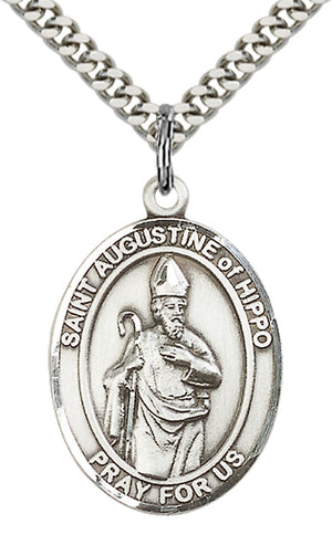 Saint Augustine of Hippo Pendant - 24" Chain Necklace
