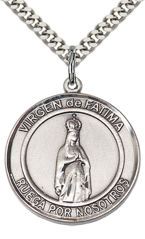 Virgen de Fatima Pendant - 24" Chain Necklace
