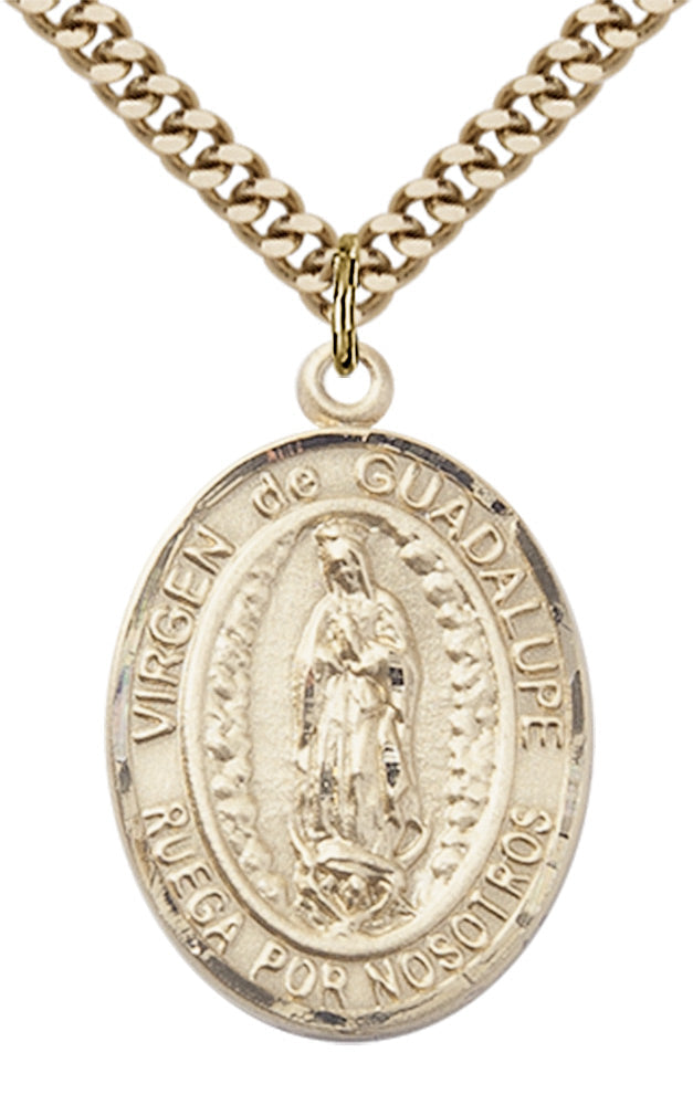 Virgen de Guadalupe Pendant - 24" Chain Necklace