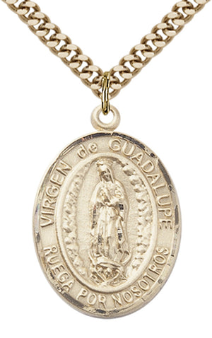 Virgen de Guadalupe Pendant - 24" Chain Necklace
