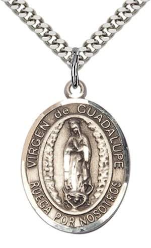 Virgen de Guadalupe Pendant - 24" Chain Necklace