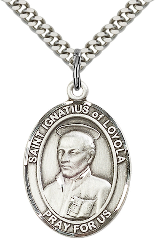 Saint Ignatius of Loyola Pendant - 24" Chain Necklace