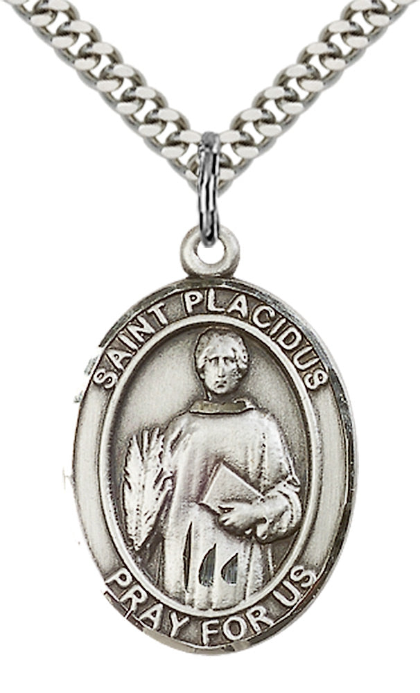 Saint Placidus Pendant - 24" Chain Necklace