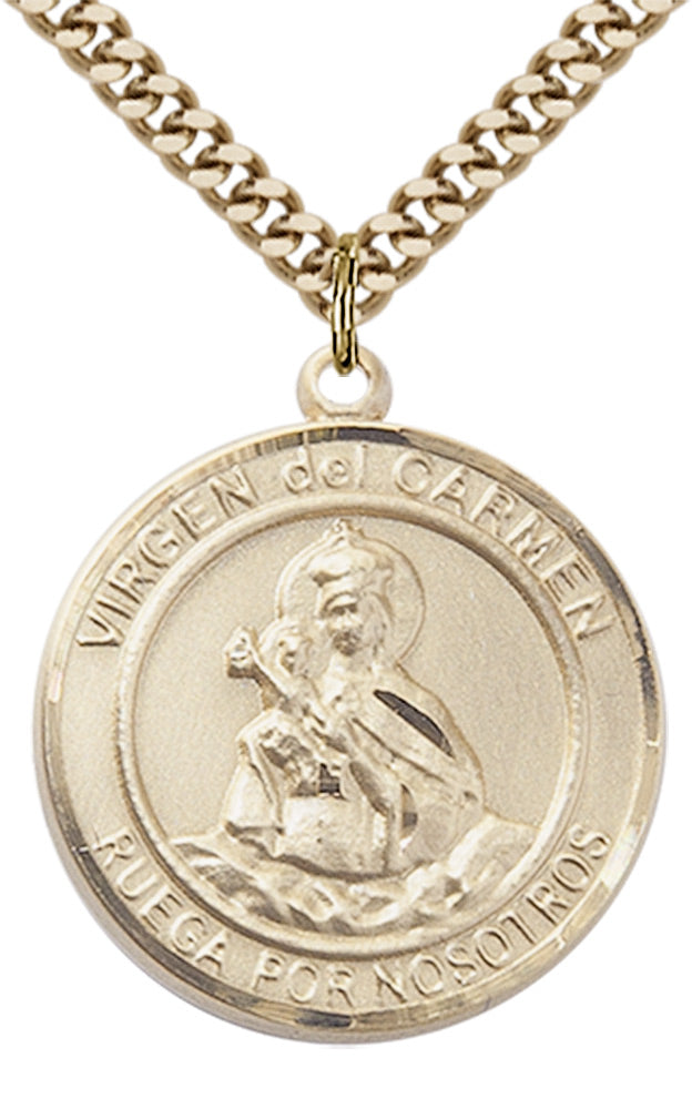 Virgen del Carmen Pendant - 24" Chain Necklace