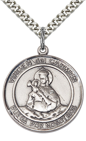 Virgen del Carmen Pendant - 24" Chain Necklace