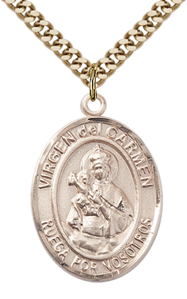 Virgen del Carmen Pendant - 24" Chain Necklace