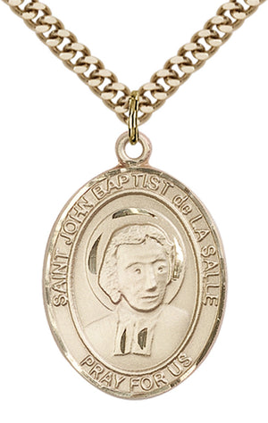 Saint John Baptist de la Salle Pendant - 24" Chain Necklace