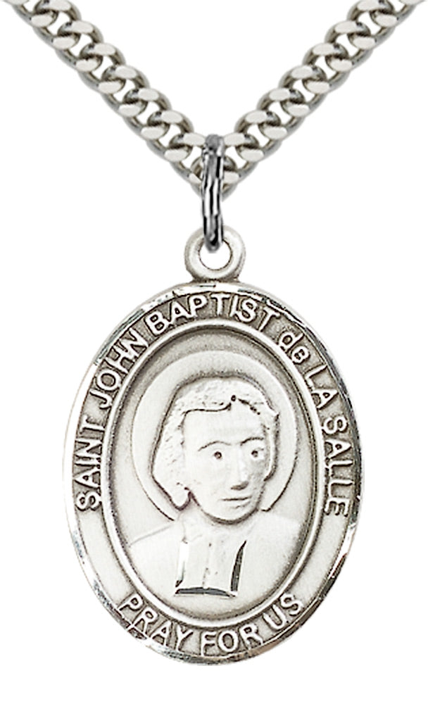 Saint John Baptist de la Salle Pendant - 24" Chain Necklace