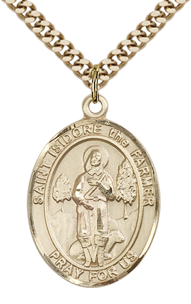 Saint Isidore the Farmer Pendant - 24" Chain Necklace