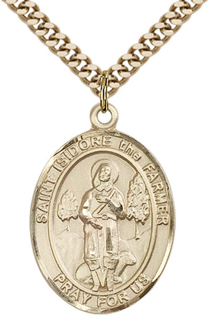 Saint Isidore the Farmer Pendant - 24" Chain Necklace