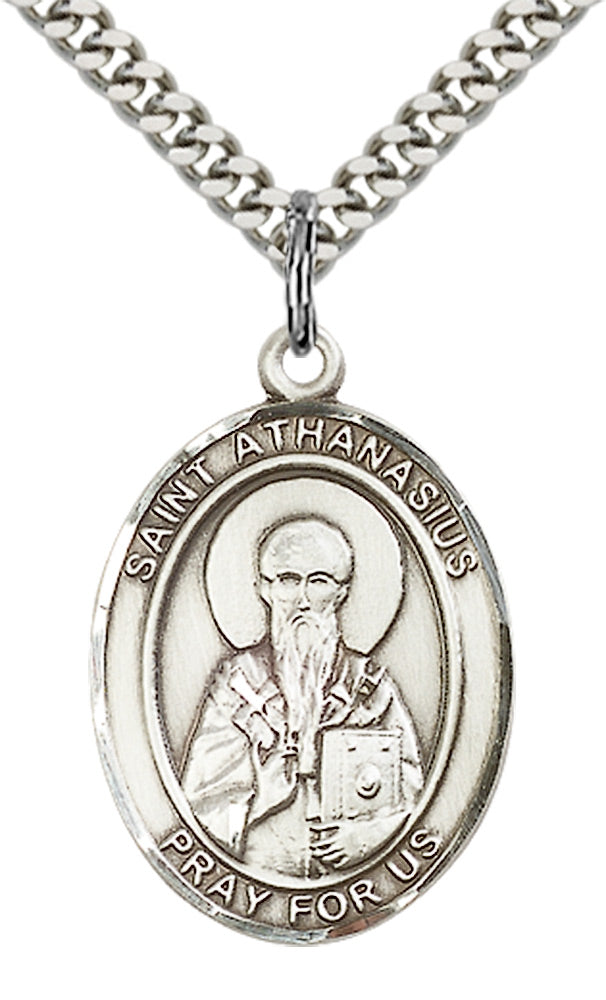 Saint Athanasius Pendant - 24" Chain Necklace
