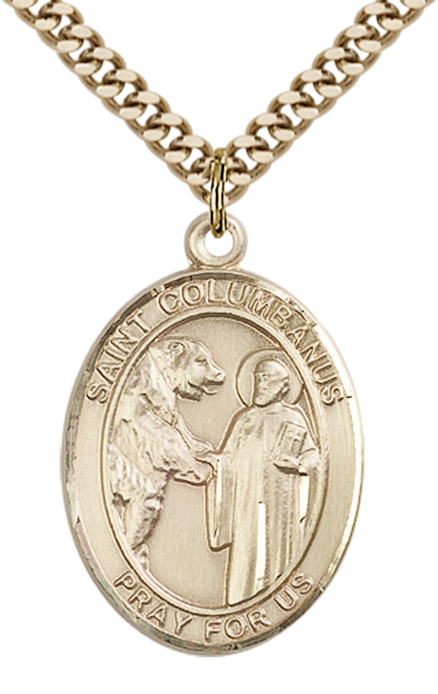 Saint Columbanus Pendant - 24" Chain Necklace