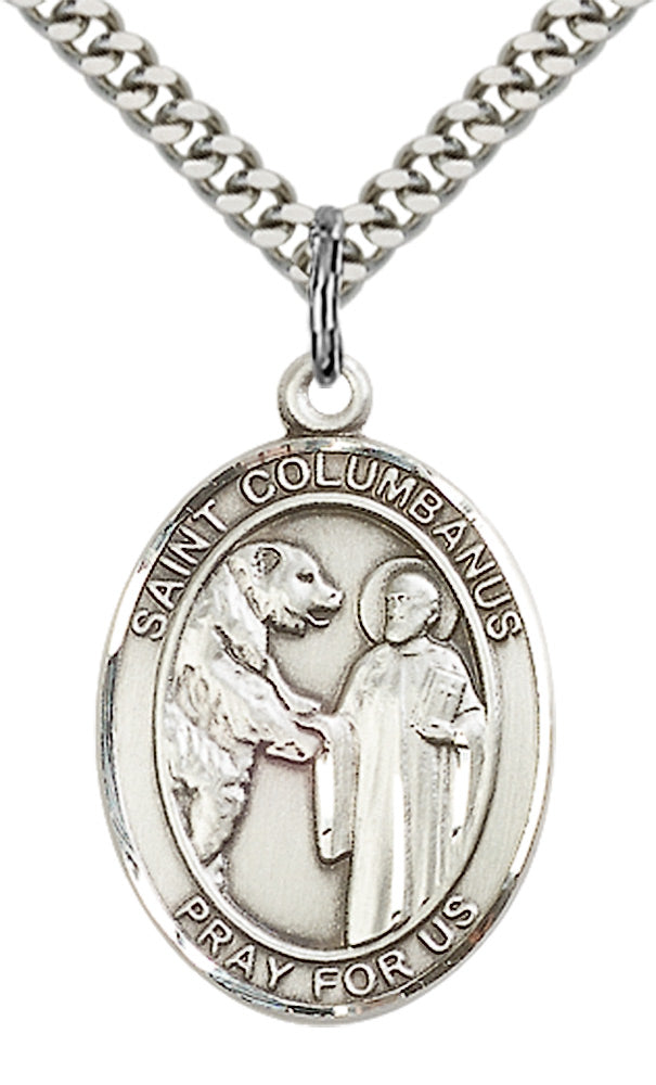 Saint Columbanus Pendant - 24" Chain Necklace