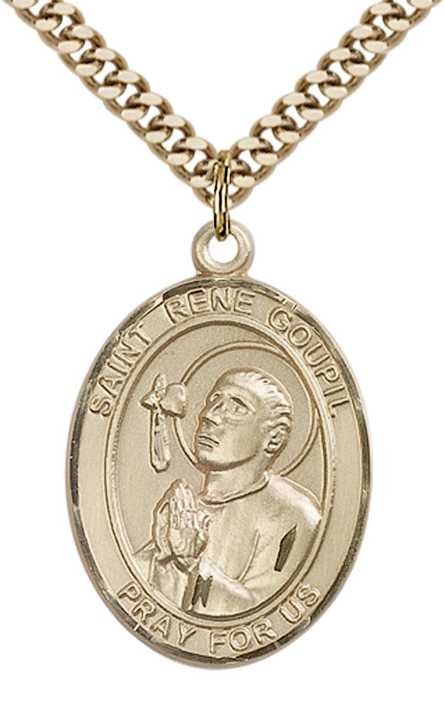 Saint Rene Goupil Pendant - 24" Chain Necklace