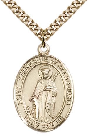 Saint Catherine of Alexandria Pendant - 24" Chain Necklace