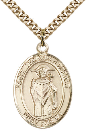 Saint Thomas A Becket Pendant - 24" Chain Necklace