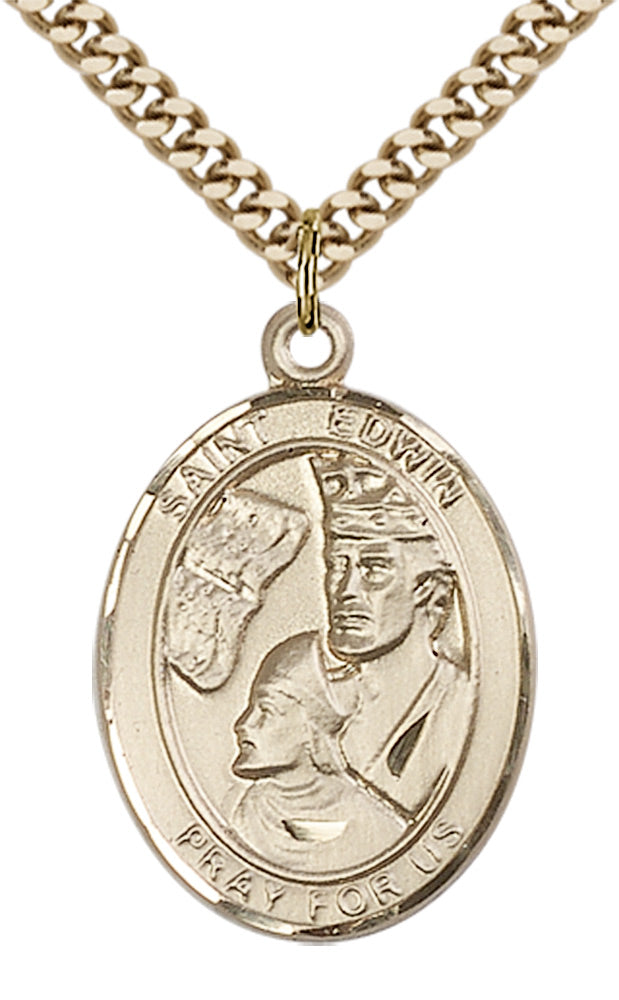 Saint Edwin Pendant - 24" Chain Necklace