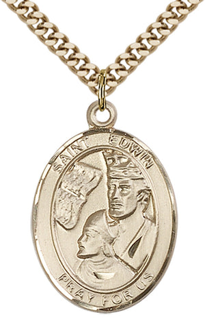 Saint Edwin Pendant - 24" Chain Necklace
