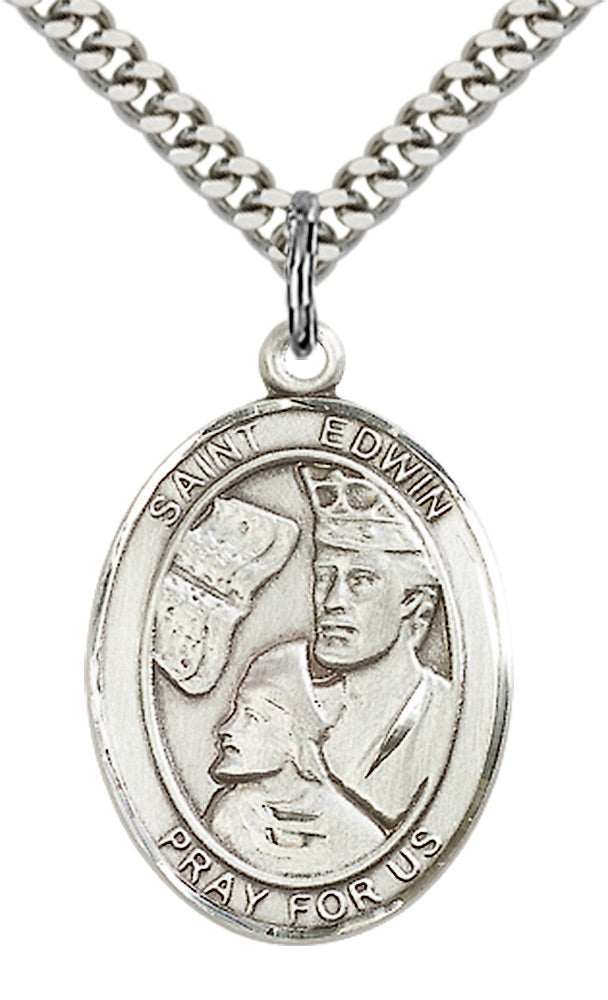 Saint Edwin Pendant - 24" Chain Necklace