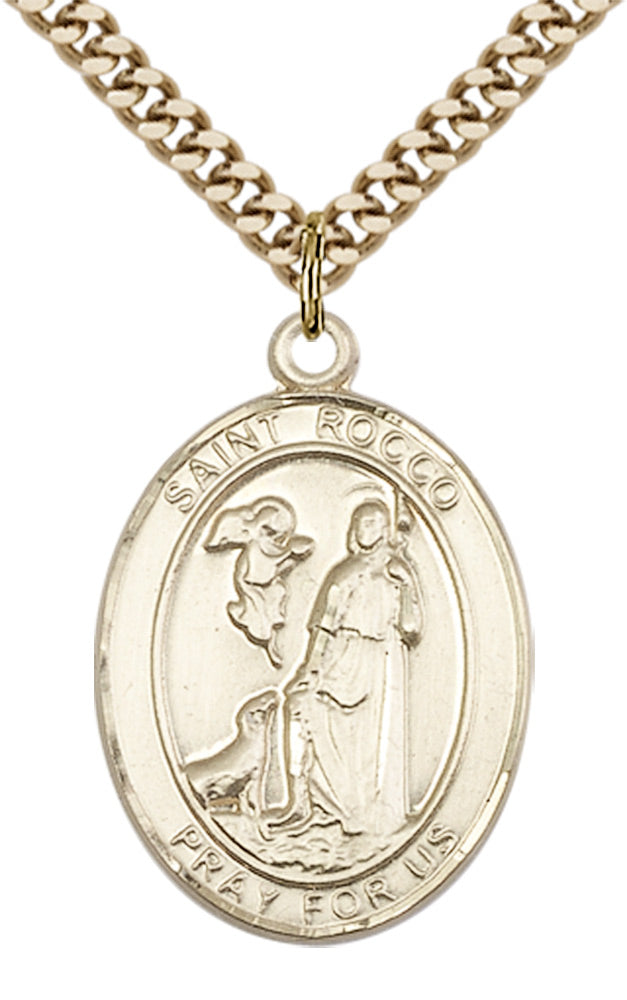 Saint Rocco Pendant - 24" Chain Necklace