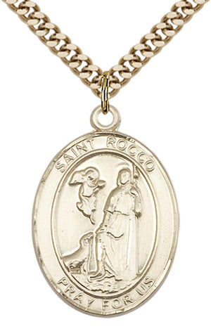 Saint Rocco Pendant - 24" Chain Necklace