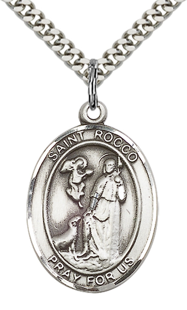 Saint Rocco Pendant - 24" Chain Necklace