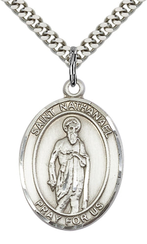 Saint Nathanael Pendant - 24" Chain Necklace