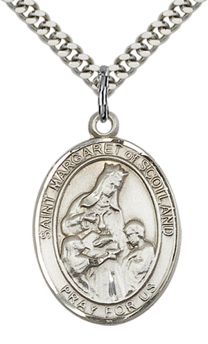 Saint Margaret of Scotland Pendant - 24" Chain Necklace
