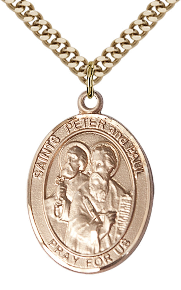 Saint Peter St Paul Pendant - 24" Chain Necklace