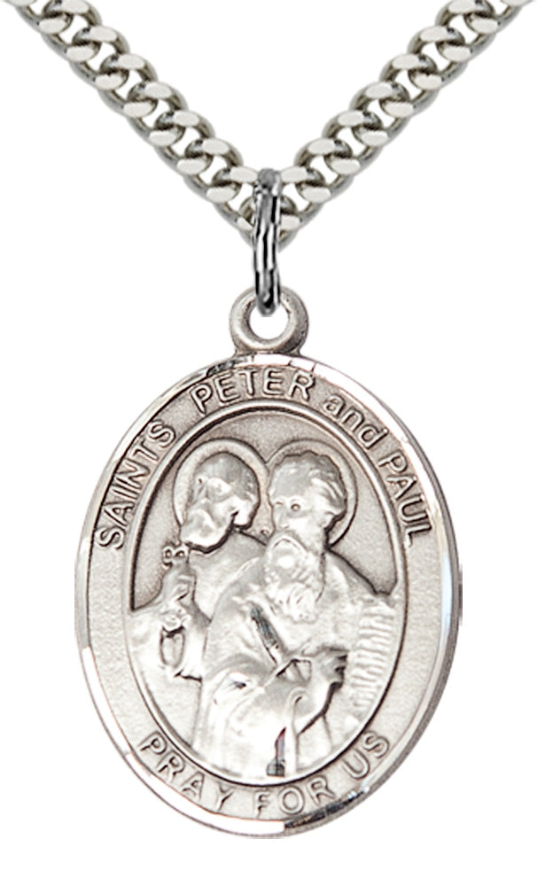 Saint Peter St Paul Pendant - 24" Chain Necklace