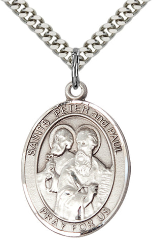 Saint Peter St Paul Pendant - 24" Chain Necklace