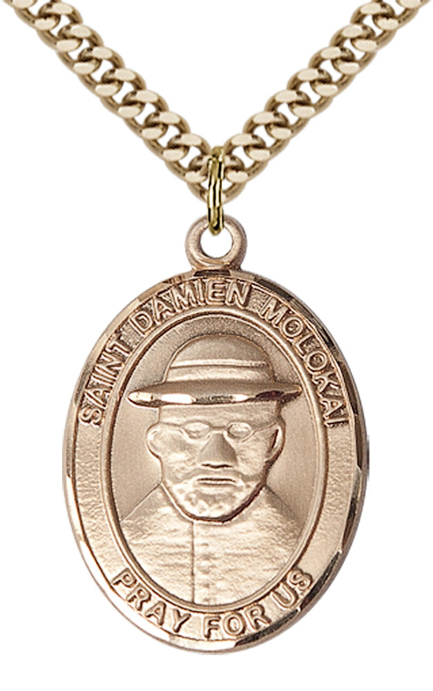 Saint Damien of Molokai Pendant - 24" Chain Necklace
