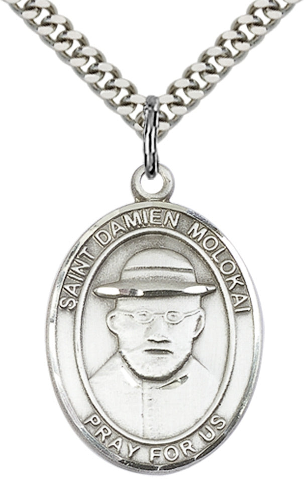 Saint Damien of Molokai Pendant - 24" Chain Necklace