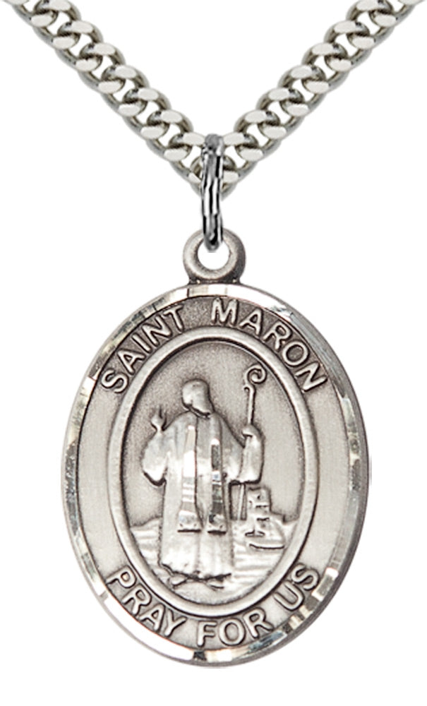 Saint Maron Pendant - 24" Chain Necklace