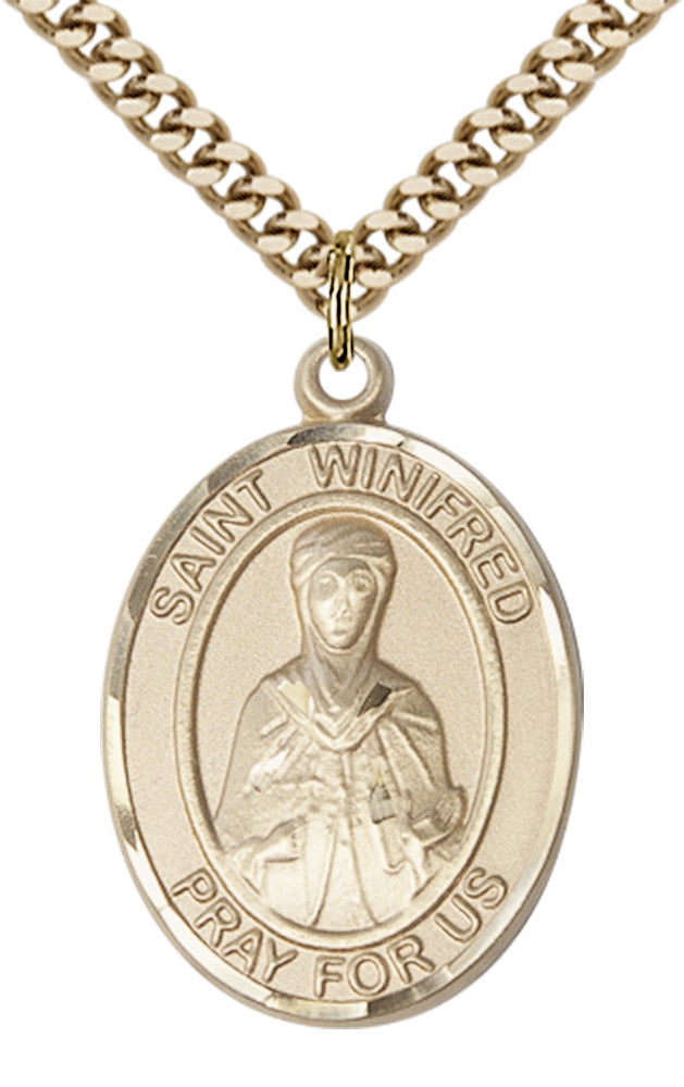Saint Winifred of Wales Pendant - 24" Chain Necklace