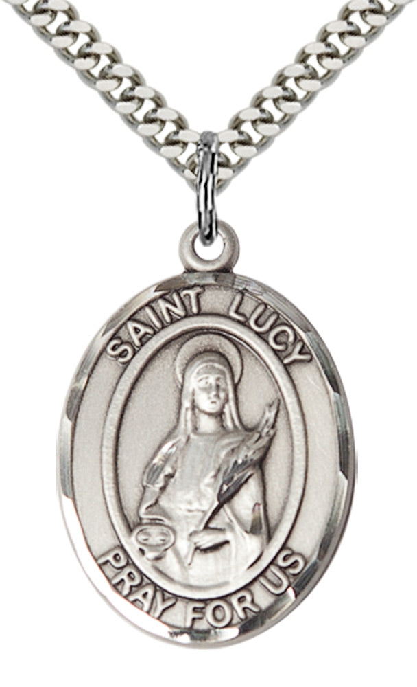 Saint Lucy Pendant - 24" Chain Necklace