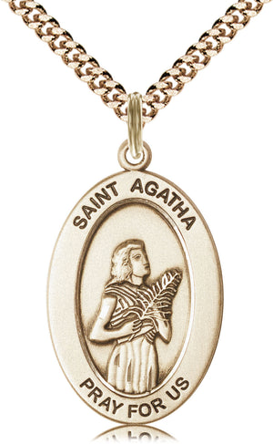 Saint Agatha Pendant - 24" Chain Necklace