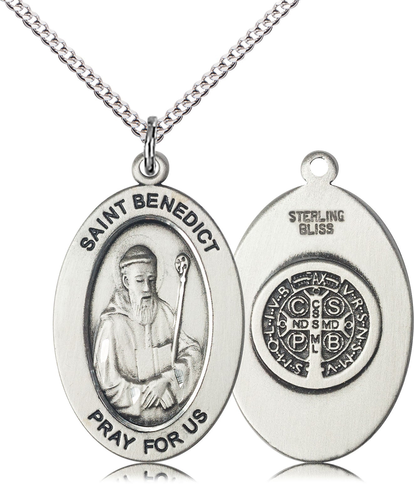 Saint Benedict Pendant - 18" Chain Necklace