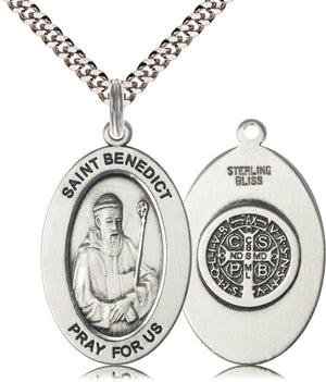 Saint Benedict Pendant - 24" Chain Necklace