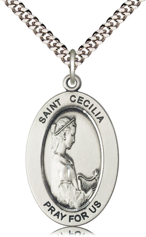 Saint Cecilia Pendant - 24" Chain Necklace