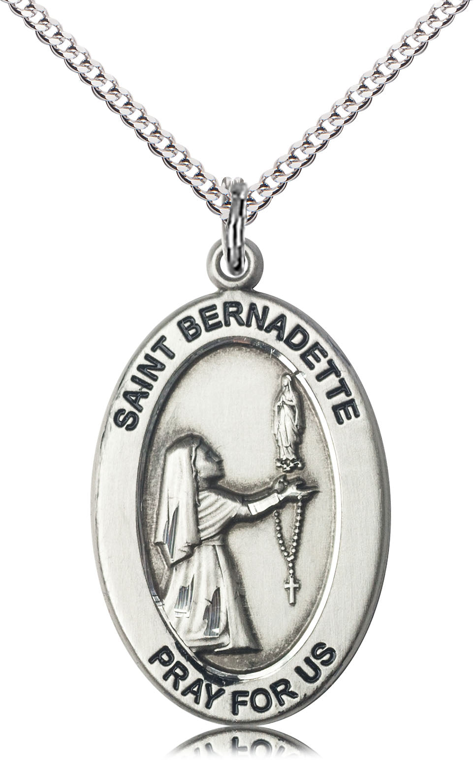 Saint Bernadette Pendant - 18" Chain Necklace