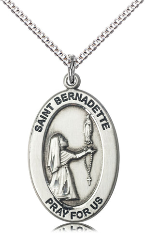 Saint Bernadette Pendant - 18" Chain Necklace