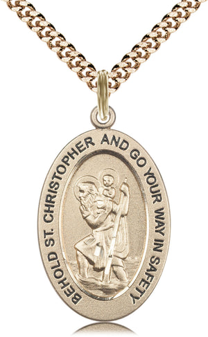Saint Christopher Pendant - 24" Chain Necklace