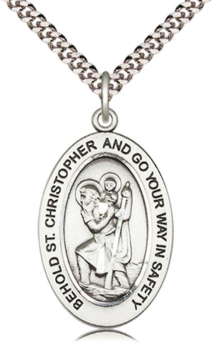 Saint Christopher Pendant - 24" Chain Necklace