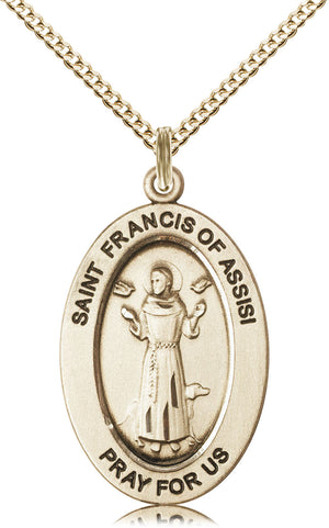Saint Francis of Assisi Pendant - 18" Chain Necklace