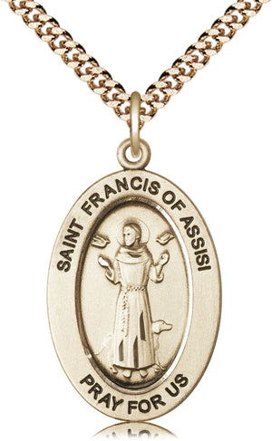 Saint Francis of Assisi Pendant - 24" Chain Necklace