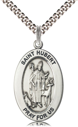 Saint Hubert of Liege Pendant - 24" Chain Necklace
