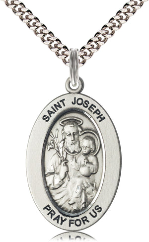 Saint Joseph Pendant - 24" Chain Necklace