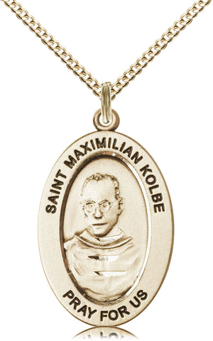 Saint Maximilian Kolbe Pendant - 18" Chain Necklace