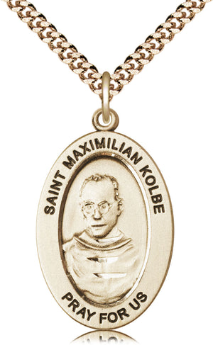 Saint Maximilian Kolbe Pendant - 24" Chain Necklace